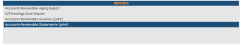 Reports section of the Accounting Menu with Accounts Receivable Statements (print) command selected